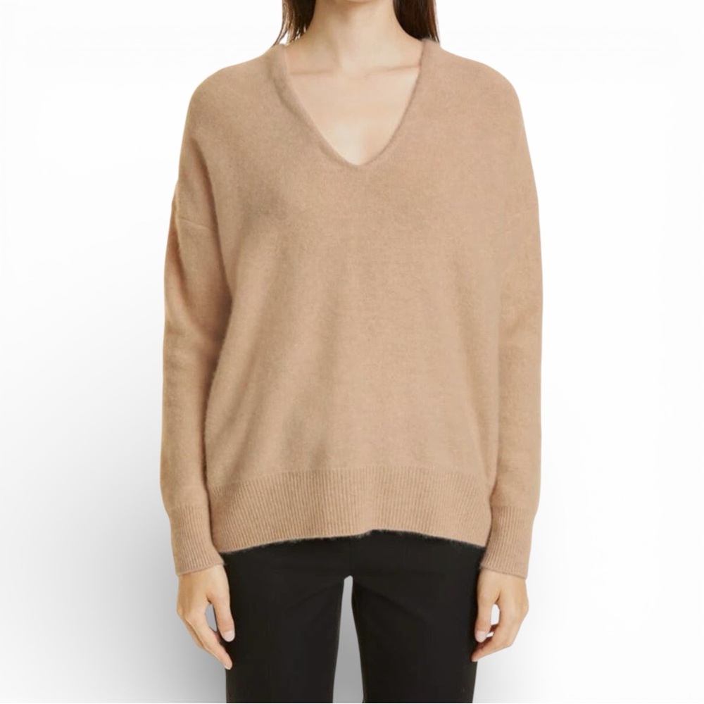 Vince Boiled Cashmere Relaxed V Neck Pullover Sweater Size Small